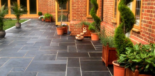 Natural slate paving